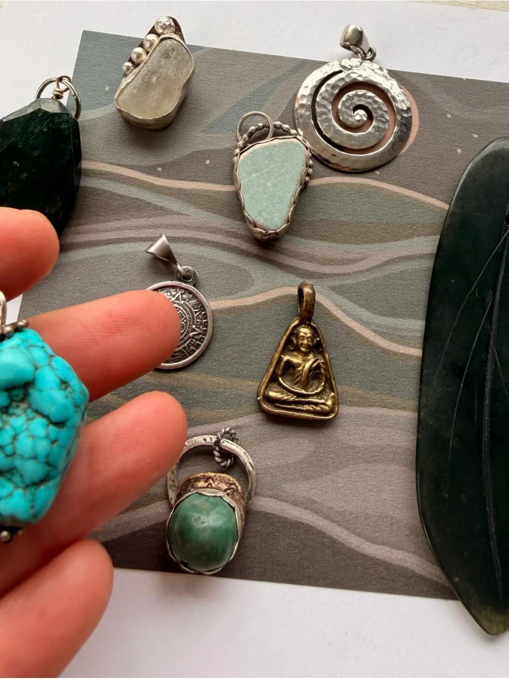 Mixed Stones and metals Turquoise Pendant Collection - Artisan